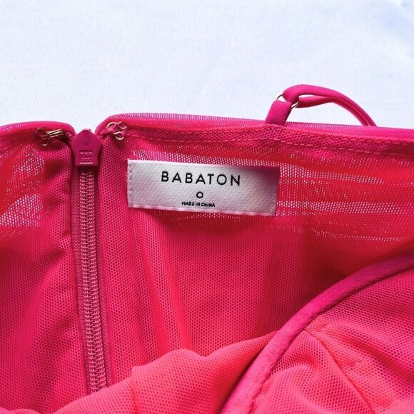 ARITZIA BABATON LUXOR FUCHSIA PINK RUCHED MESH DRESS - 0 - Picture 10 of 13